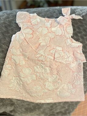 SHEIN Pink & White Floral Ruffle Tie-Shoulder Tank